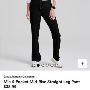 Grey's Anatomy MIA 6 pocket black scrub pants